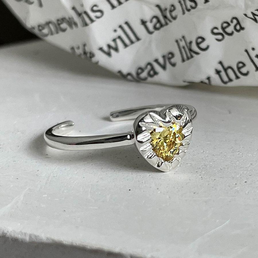 Bundled Citrine Love Ring Female Niche Design High Sense Fashion Personality Girlfriend Stacking Ring