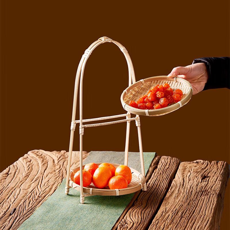 ShangKaoJia Two-Layer Bamboo & Wood Tea Snack Tray