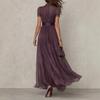 Nuovo Vestito Elegante da Donna per la Primavera, Scollo a V, Vestibilità Aderente, Scollo all'Americana, Bordi in Pizzo, Stampe alla Moda