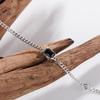 Design di nicchia Senso di semplice quadrato colorato Gioielli Argento Sterling S925 Intarsiato Cristallo Naturale Nero Appuntito Bracciale da Donna