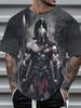 Sommer Herren Krieger Speer Retro Kunst Malerei Druck T-Shirt Mode Straße Herren Oberteile Große Größe Kurzarm T-Shirt Lockere Kleidung