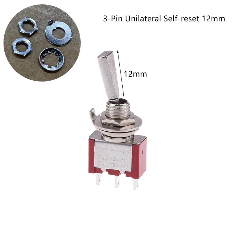 Toggle Switch 3Pin 3/2 Position Self-locking/Self-resetting ON OFF ON DPDT SPST DPST 5A 125VAC 2A 250VAC Latching Flat Handle