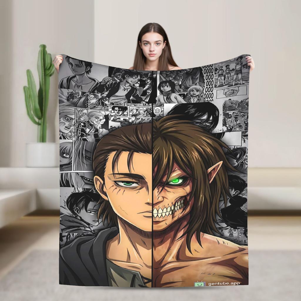 Attacks On Titans Anime Blanket Quality Soft  Throw Blanket Winter Camping Bedroom Funny Bedspread