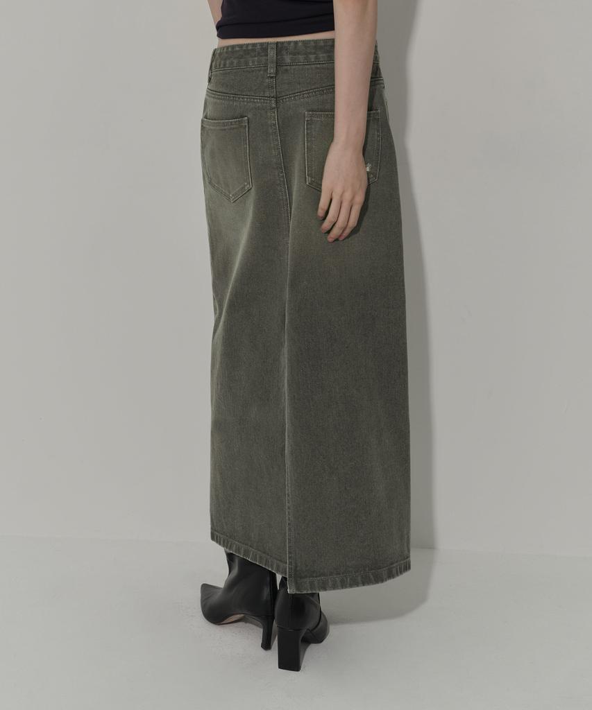 Musinsa Standard Woman Women'S Pigment Distressed Maxi Skirt [Khaki]