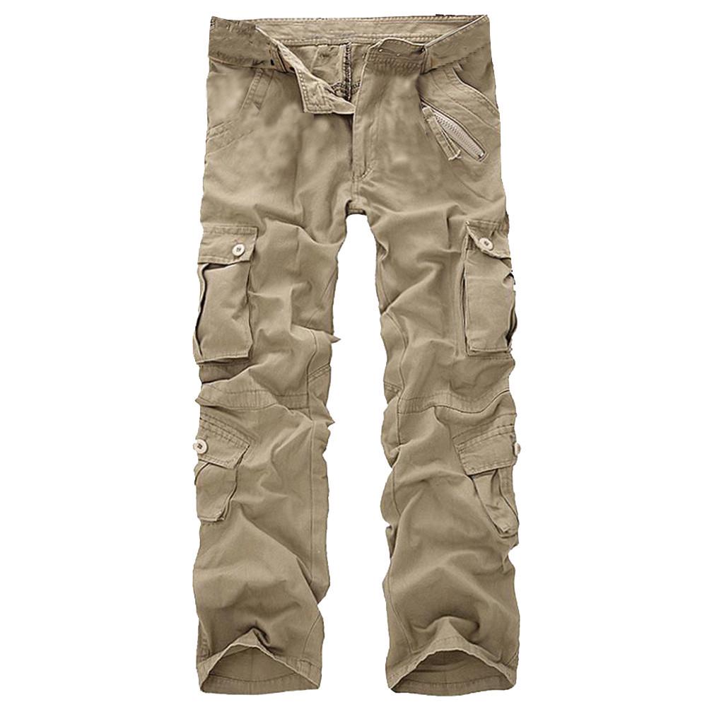 Herrenmode Casual Baumwolle Multi-Pocket Outdoor Arbeitshose Cargo Lange Hose