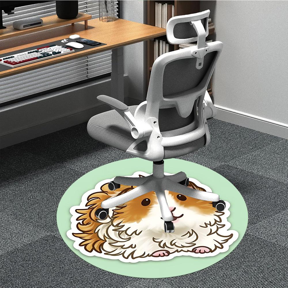 1pc Guinea Pig Office Round Rug, Carpet for Office, Gaming, Lightweight Round Floor Mat Yy260208062