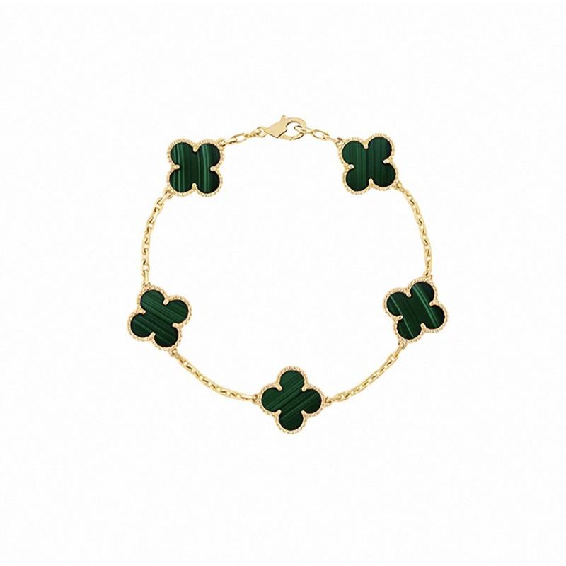 Four-leaf Clover Five-flower Bracelet for Women Rose Gold Lucky Clover Bracelet with White Mother-of-pearl and Red Agate Fashionable Bangle