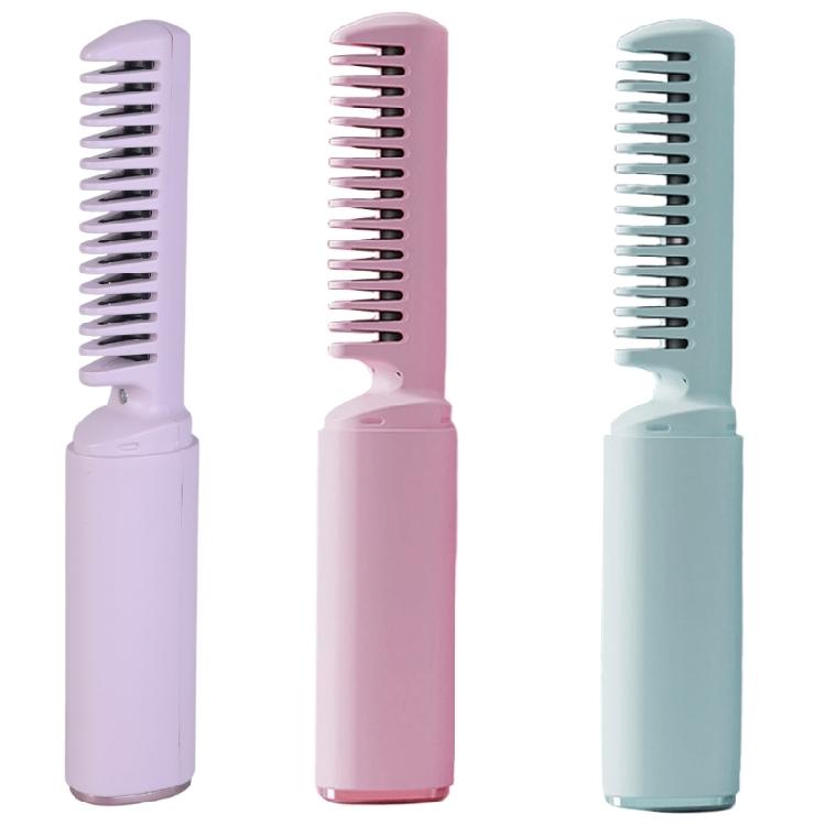 Lightweight Rechargeable Hair Straightener Brush Anti Scald Comb with Quick Heat Up Adjustable Temperature for Travel