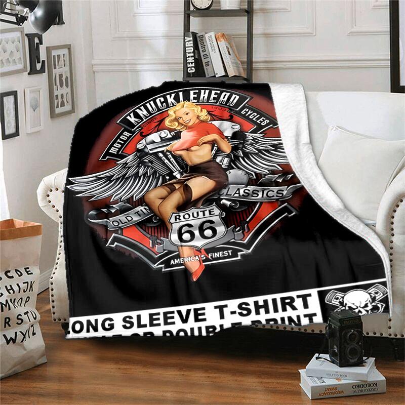 1pc Blanket U.S. Route 66(1) Print Design, Lightweight Blanket for Sofa, Bed- Soft &Warm, Gift for All Seasons like Christmas, Halloween
