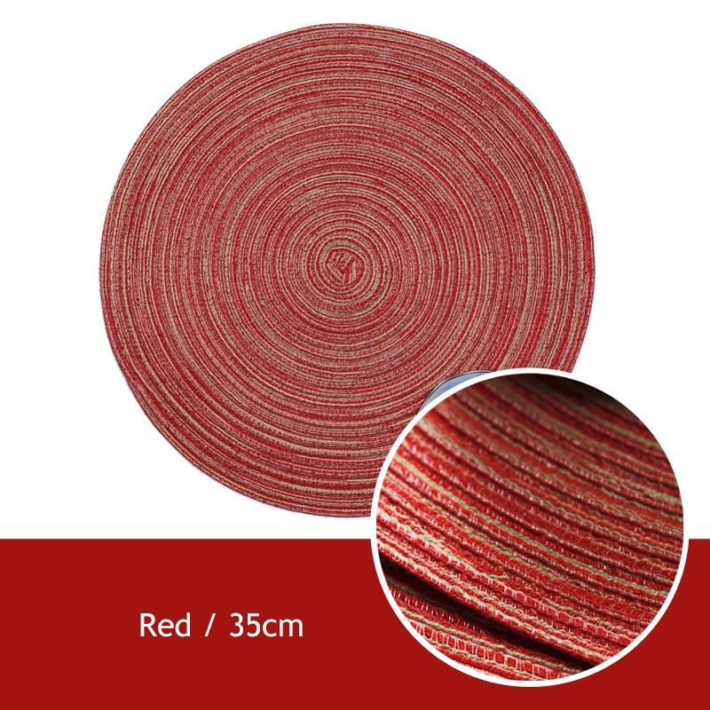 Pack of 4pcs Cotton Braiding Table Placemats Round Table Mats Heat Insulated Pad Japanese Style Mats 35cm