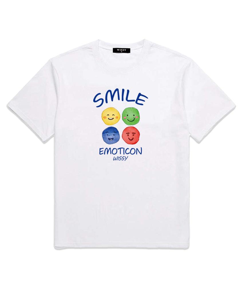 Wissi Smile Emoticon Short Sleeve T-Shirt (Ws007) White