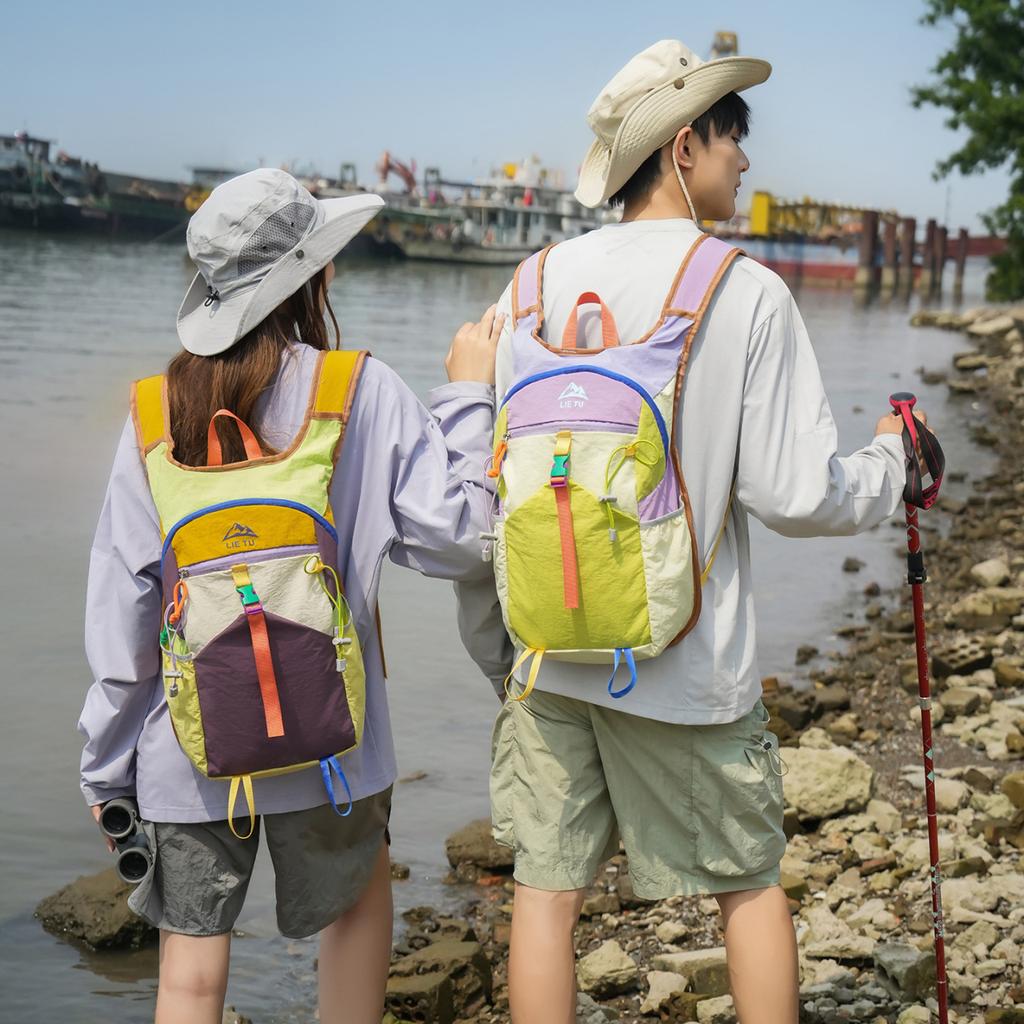 Schoolbag Color Dopamine Outdoor Sports Bag Women Large Capacity Lightweight Leisure Travel School Bag Hiking Backpack