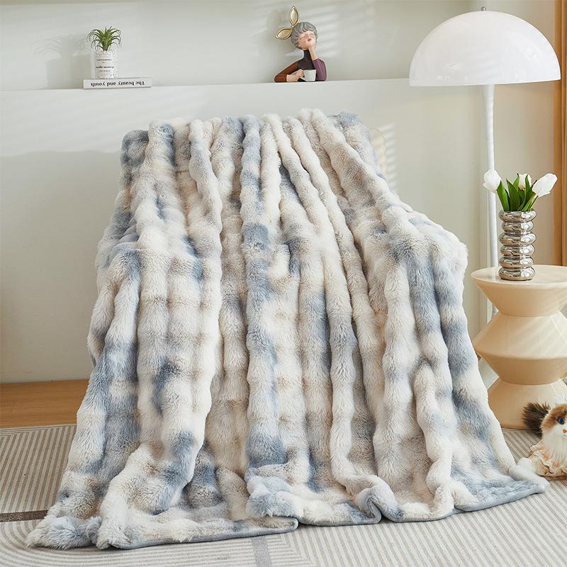Plush Cover Blanket Rabbit Plush Blanket Thickening Winter Blanket Coral Fleece for Bed Sofa Blanket Cover Blanket Nap Blanket