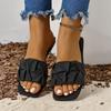 Women's Plus Size 2025 Summer Casual One-Strap Pleated Flat Slippers - Fashionable & Comfortable