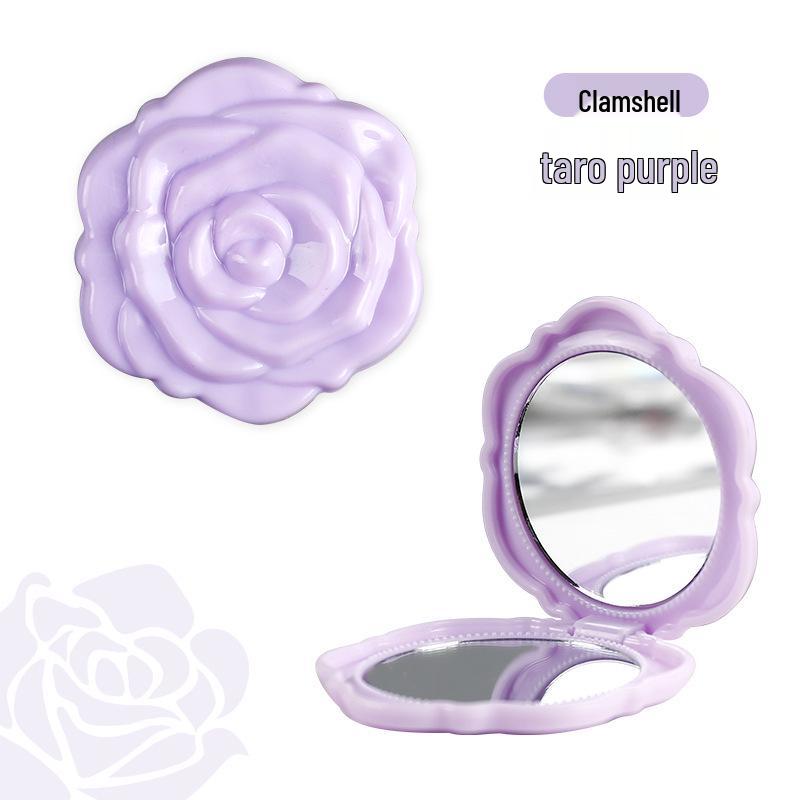 Portable Folding Rose Mirror: Compact HD Double-Sided Makeup Mirror with Flip-Top Design