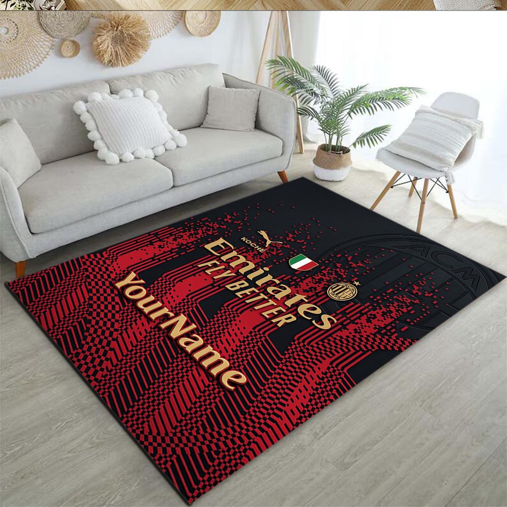 Ac Milan Personalized Name Area Rug Perfect for Foyer Playrooms Game Room Balcony Antislip Carpet Decorate Offices Perfect Gift for Friends & Family