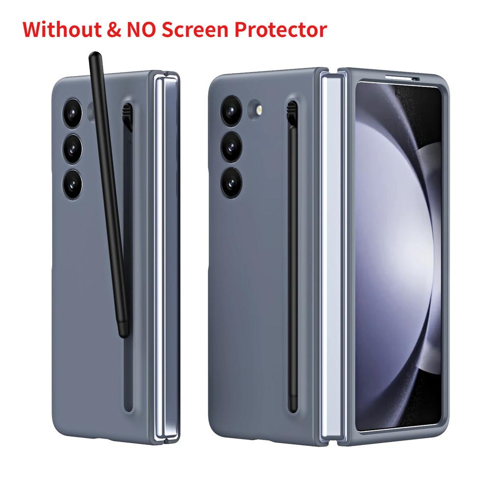 Official Solid Color Skin Feel S Pen Stylus Anti-drop Case for Samsung Galaxy Z Fold 8 7 6 5 4 3 Camera Protect Anti-drop Cover