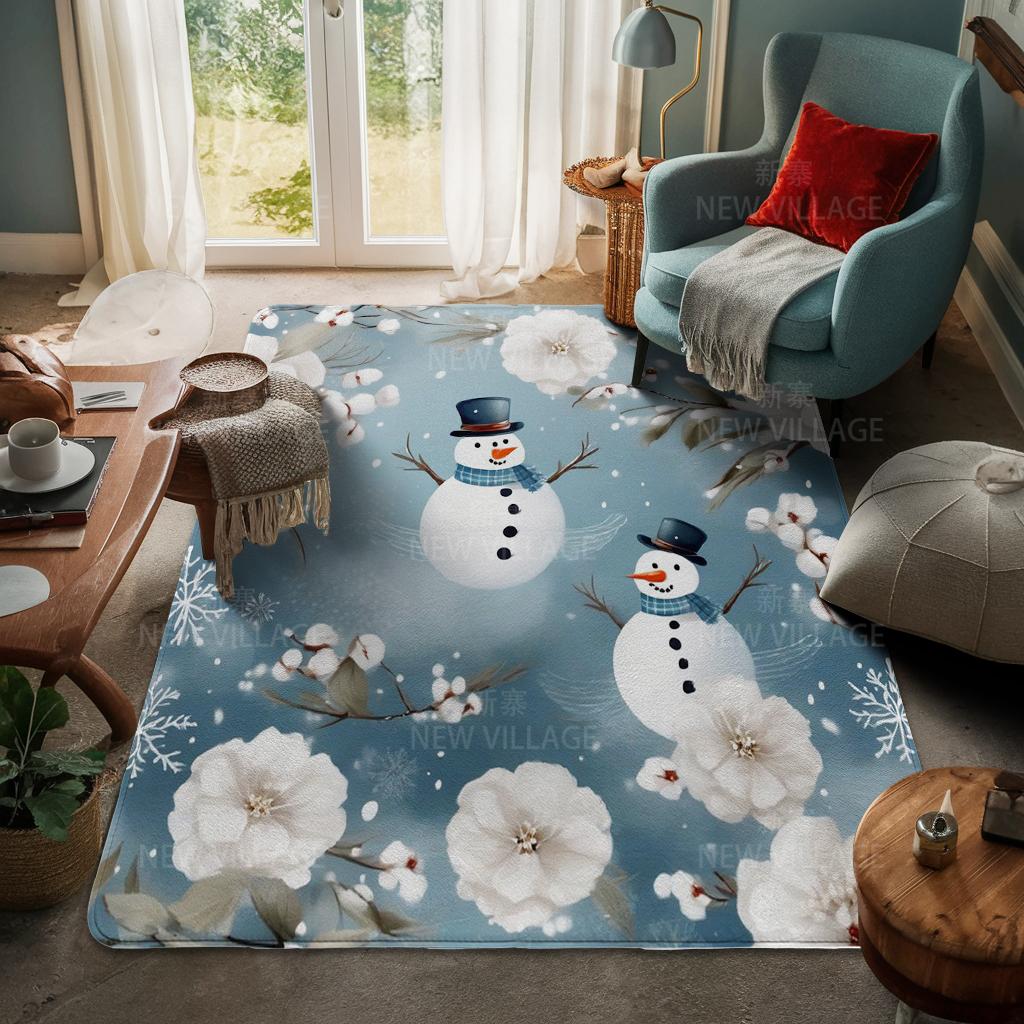 House Entrance Carpet Home Door Mat Living Room Bath Foot Bathroom Non-slip Water Absorption Rugs Bath Merry Christmas Winter