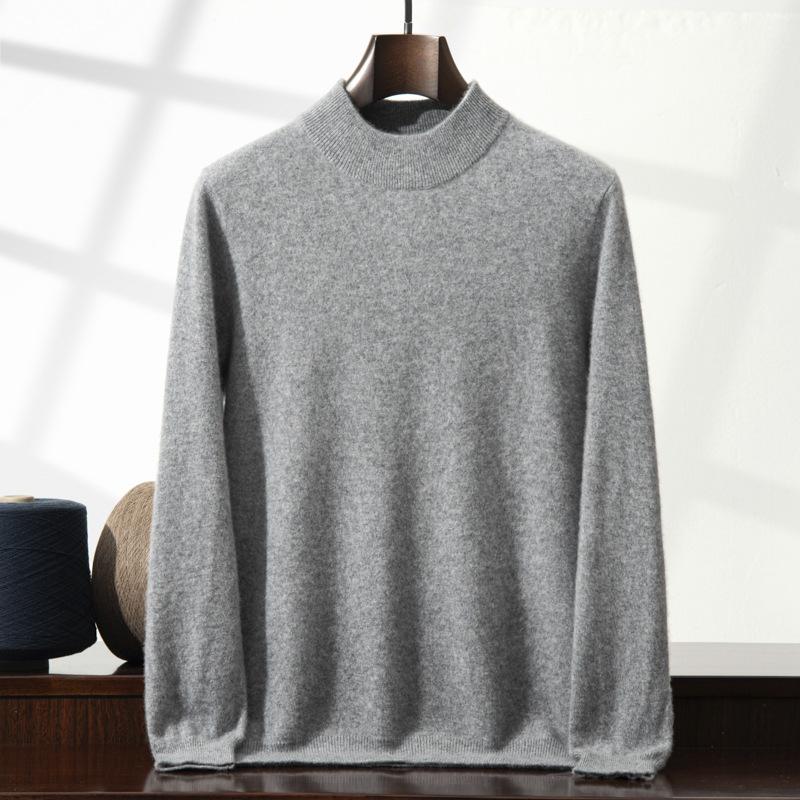 Cashmere shirt semi-turtleneck sweater solid color long-sleeved inner with wool knitting