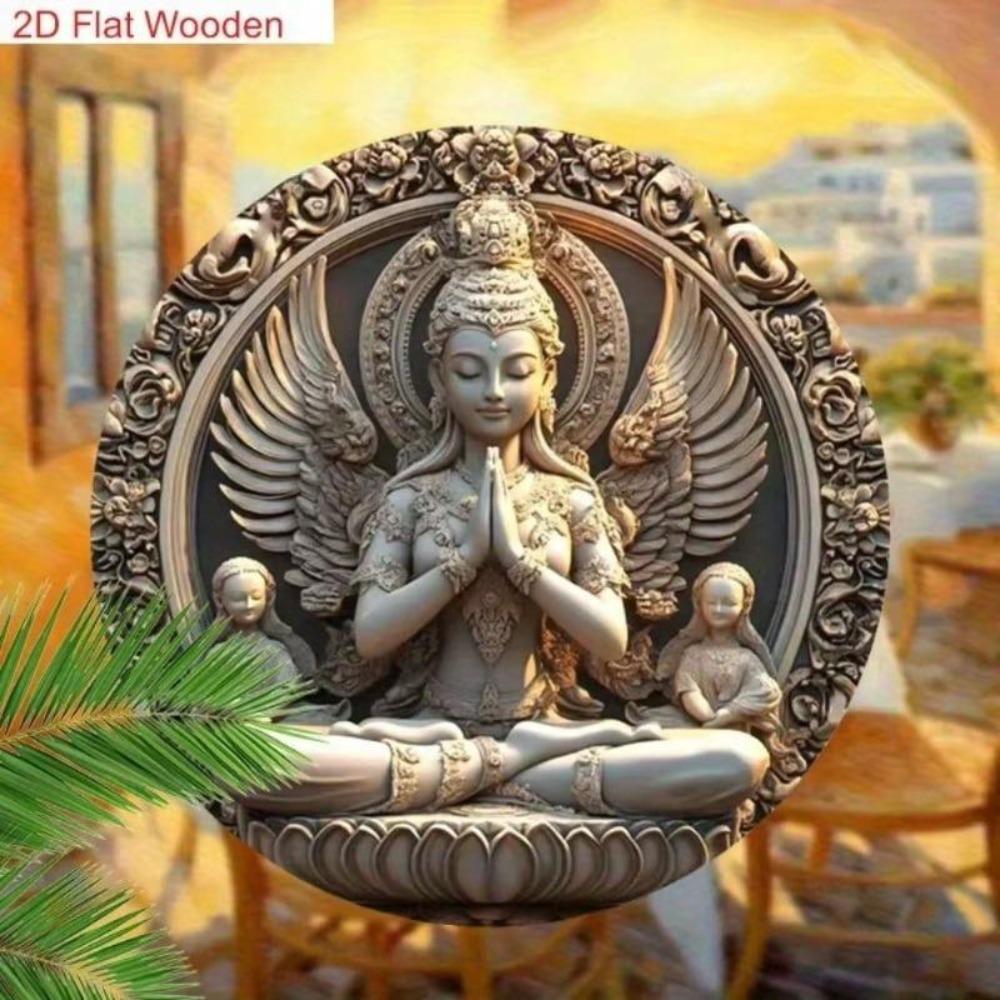 Buddha Metal Wall Art Hand Carved 2D Flat Sign Home Office Decor