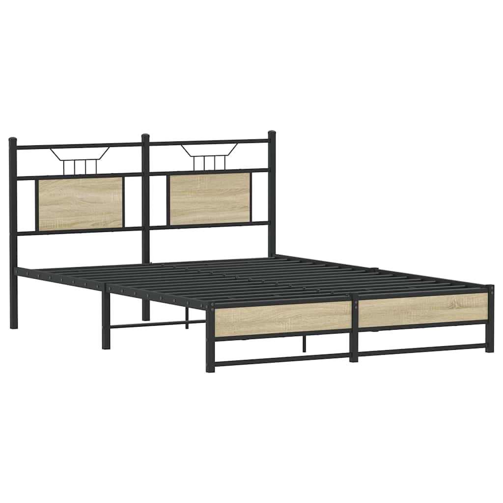 Bed Frame without Mattress Sonoma Oak Finish 140 x 190 cm Engineered Wood