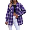 Women's Fashion Long-Sleeve Button-Down Plaid Shirt With Pockets