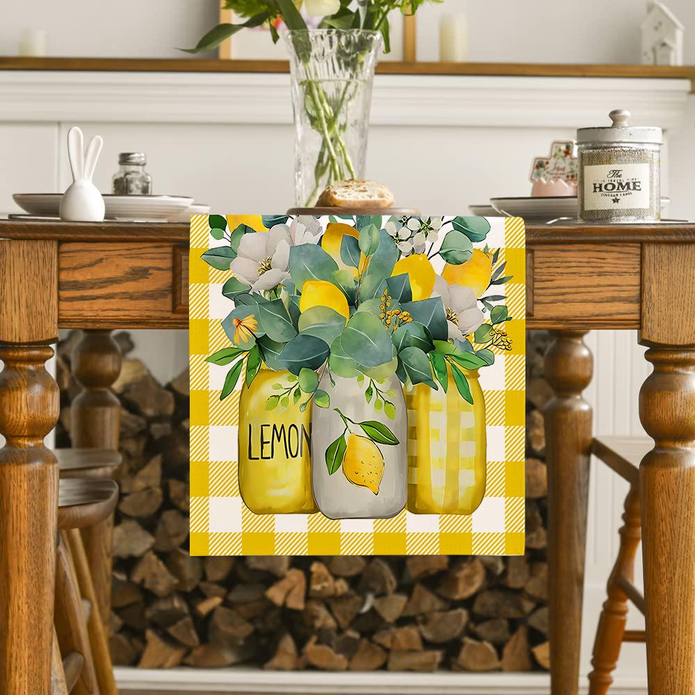 Hydrangea Butterfly Linen Table Runner - Colorful Floral Decor for Kitchen, Dining, or Party