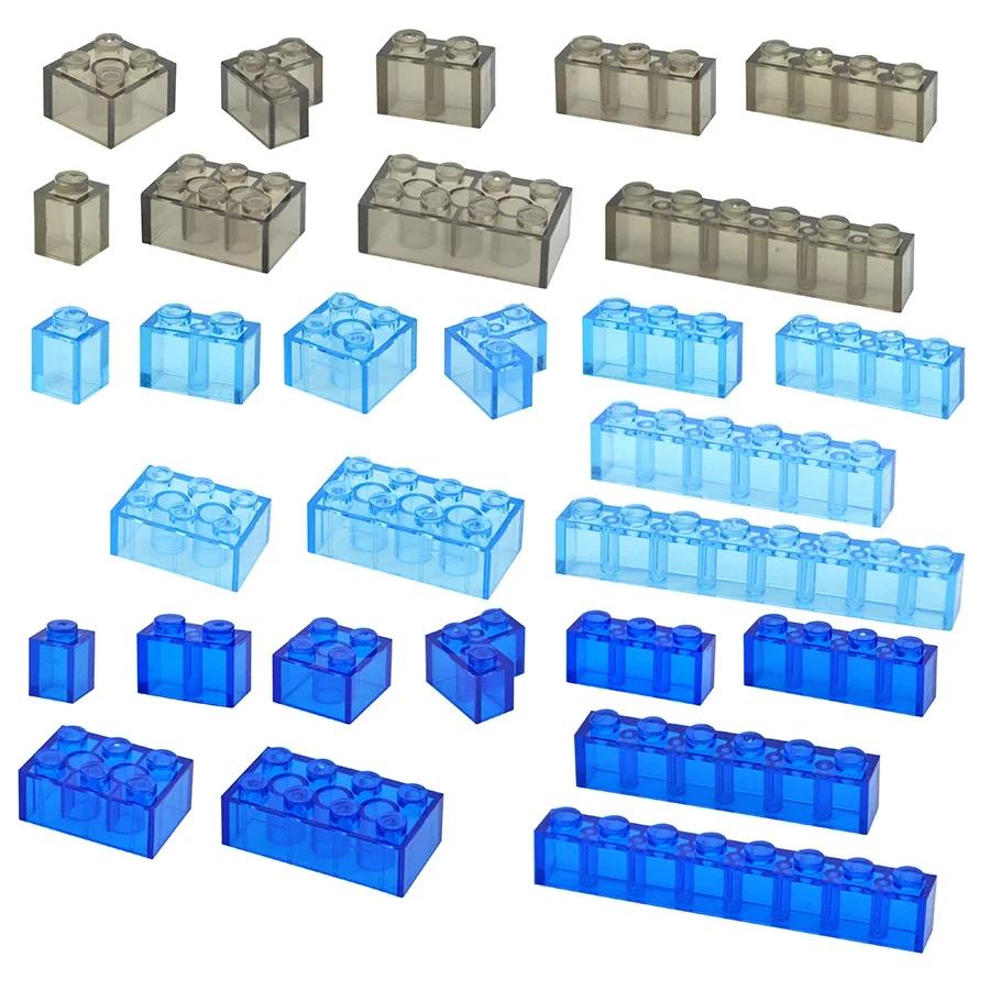 MOC Transparent Thick Building Blocks Figures 1x1 1x2 2x2 2x4 Dots Clear Brick Compatible Brand Educational Creative Toy for Kid
