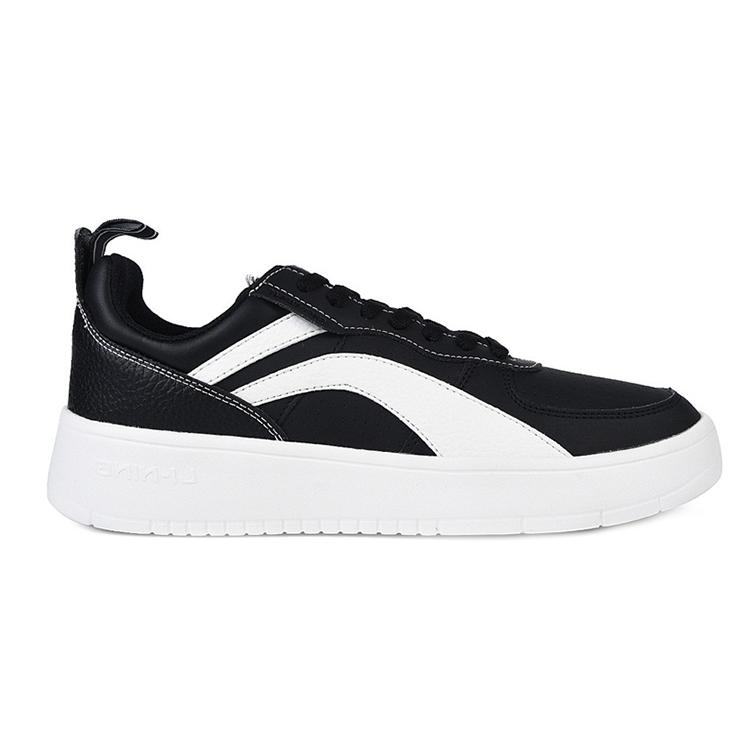 Li Ning Wave Superwave Vintage Lightweight Low top Skateboard Shoes Unisex Black White AGCN121-2