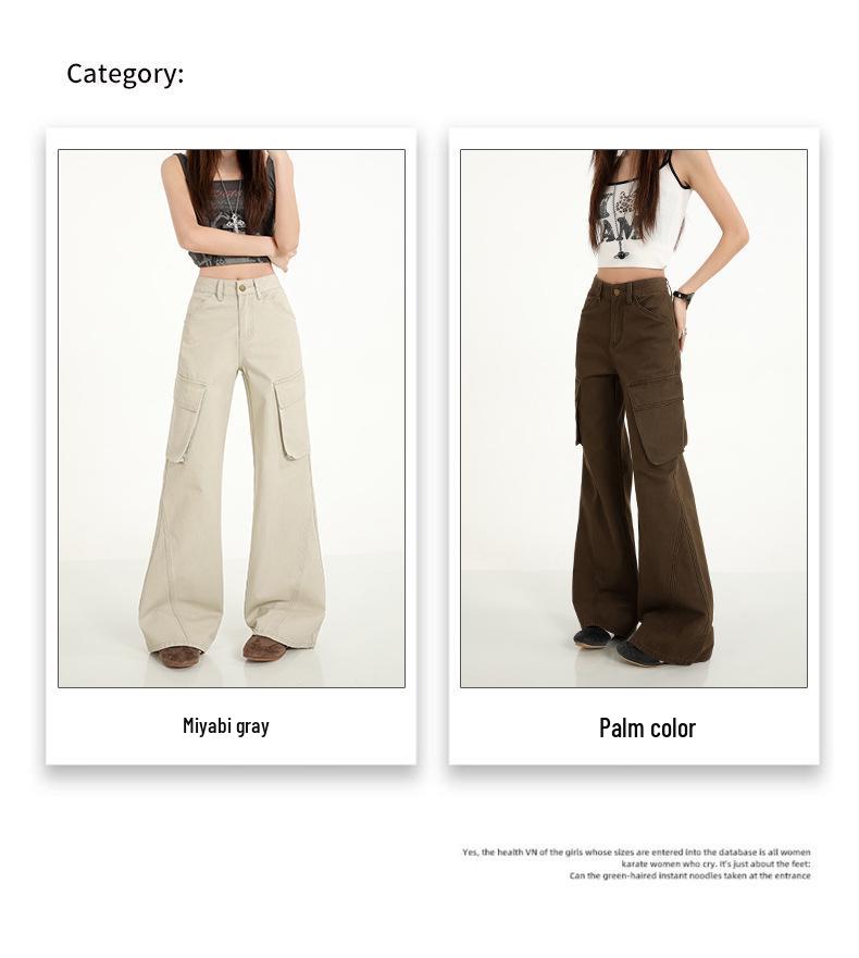 Women's Trendy Cotton Micro-Flare Casual Jeans with Patch Pockets and Deconstructed Design