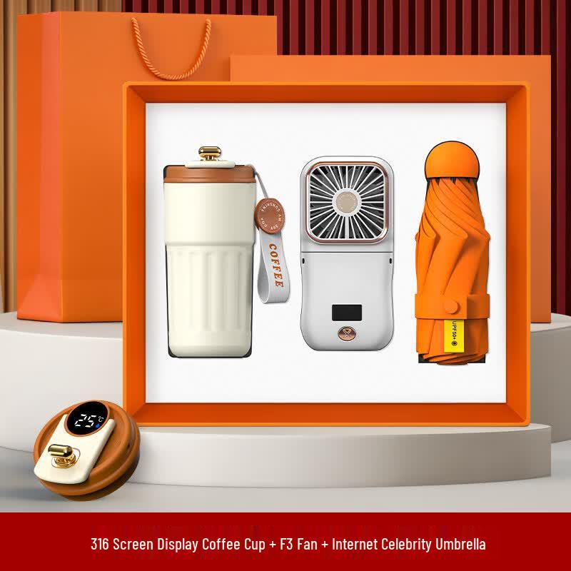 

Smart Business Gift Set with Digital Mug, Fan & Umbrella