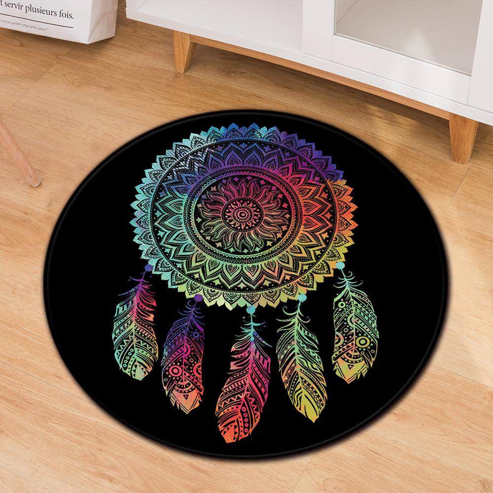 Living Room Mat Computer Chair Mat Round Anti-Slip Modern Creative Carpet Print Bee Clock Kids Bedroom Carpet
