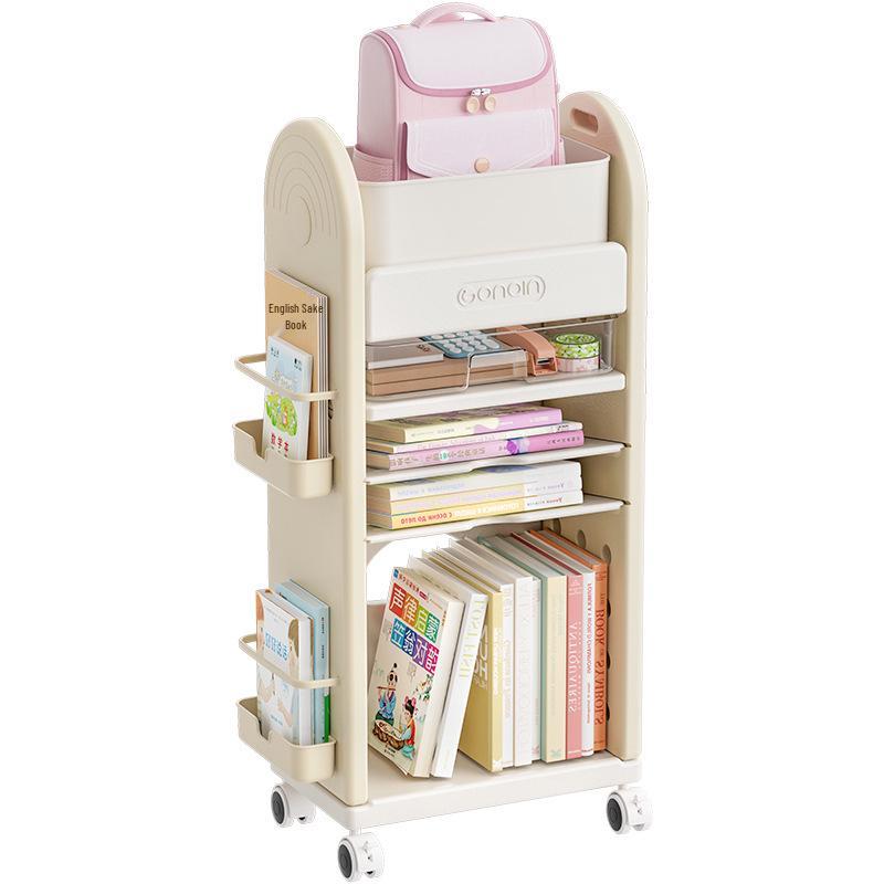 Fünfstöckiges Kinderbücherregal & Mobiles Aufbewahrungsregal, Mehrstöckiges Bücherregal & Rollwagen für Rucksäcke