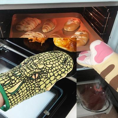 Krokodýlí Kočičí Tlapka Trouba Rukavice Mikrovlnná Kreslený Zvířecí Vzor Tepelná Izolace Zesílená Rukavice Odolná BBQ Vaření Pečení Chňapky