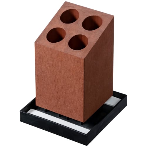 Anesti Umbrella Stand, Brown, 4-Stand, Approx. 12.5cm H x 12.5cm W x 17cm H, Kalari Diatomaceous Earth, Built-in, Slanted Umbrella Stand, HO1957