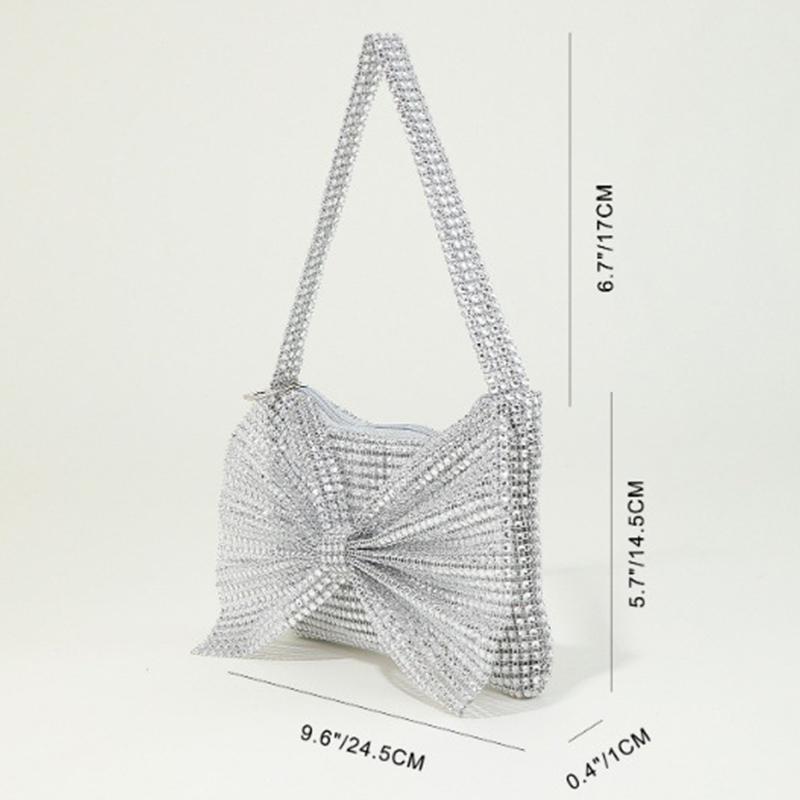 Women Shiny Rhinestone Dinner Underarm Bag Wedding Shoulder Purses Luxury Design Lady Bowknot Handbag Evening Bags AVE