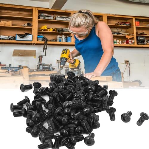 Hex Socket Head Bolt and Nut Kit, 300 Pieces M2.5 Machine Screws, Alloy Steel Round Head Screws, Flat Head Bolt and Nut Kit Repair Tool with Storage C