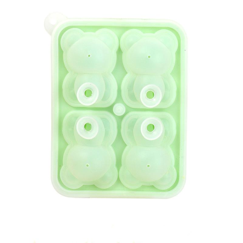 4 mřížka 3D tvar malého medvídka Silikonová forma na kostku ledu Forma na ledový blok pro domácnost Nádoba na zmrzlinu Forma na led