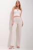Women's Trousers New Season Fashion Cream Front Stitched Lycra Modal Palazzo Trousers