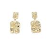 S925 Silver Needle Gold-Plated Geometric Square Pleated Earrings with French High-End Fashion for Women