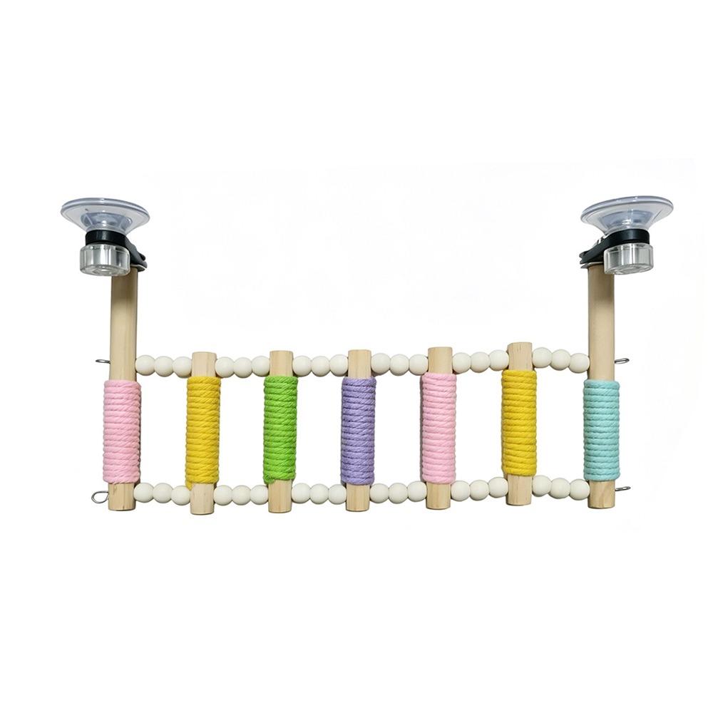 Colorful Bird Cotton Rope Ladder 5/6/7/8//9/10 Steps Cotton Rope Wrapped Wooden Bird Perch Anti-anxiety Suction Cup