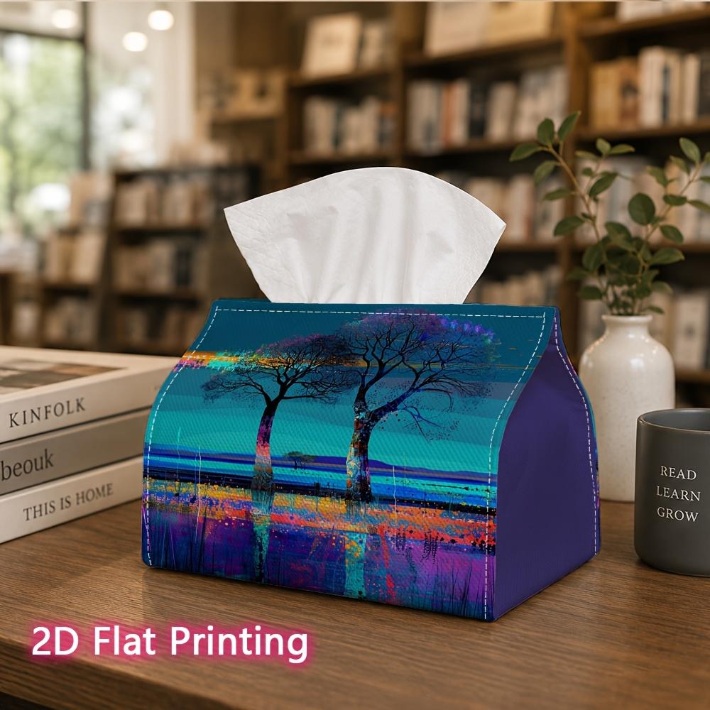 1pc, 2d Flat Printing, Tissue Box Abstract Landscape Pattern Printed Tissue Box, Durable Decoration, Living Room, Bedroom, and Carr, an Ideal Choice F