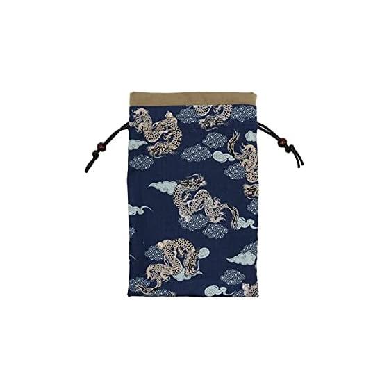 Goshuin book holder, drawstring bag, goshuin book bag, goshuin book case, made in Japan, Japanese pattern (dragon navy blue)