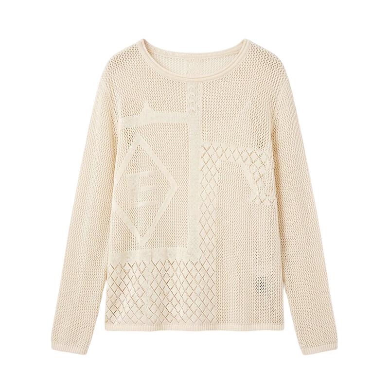 ELLE Women's Resort Hollow Linen Knit Top