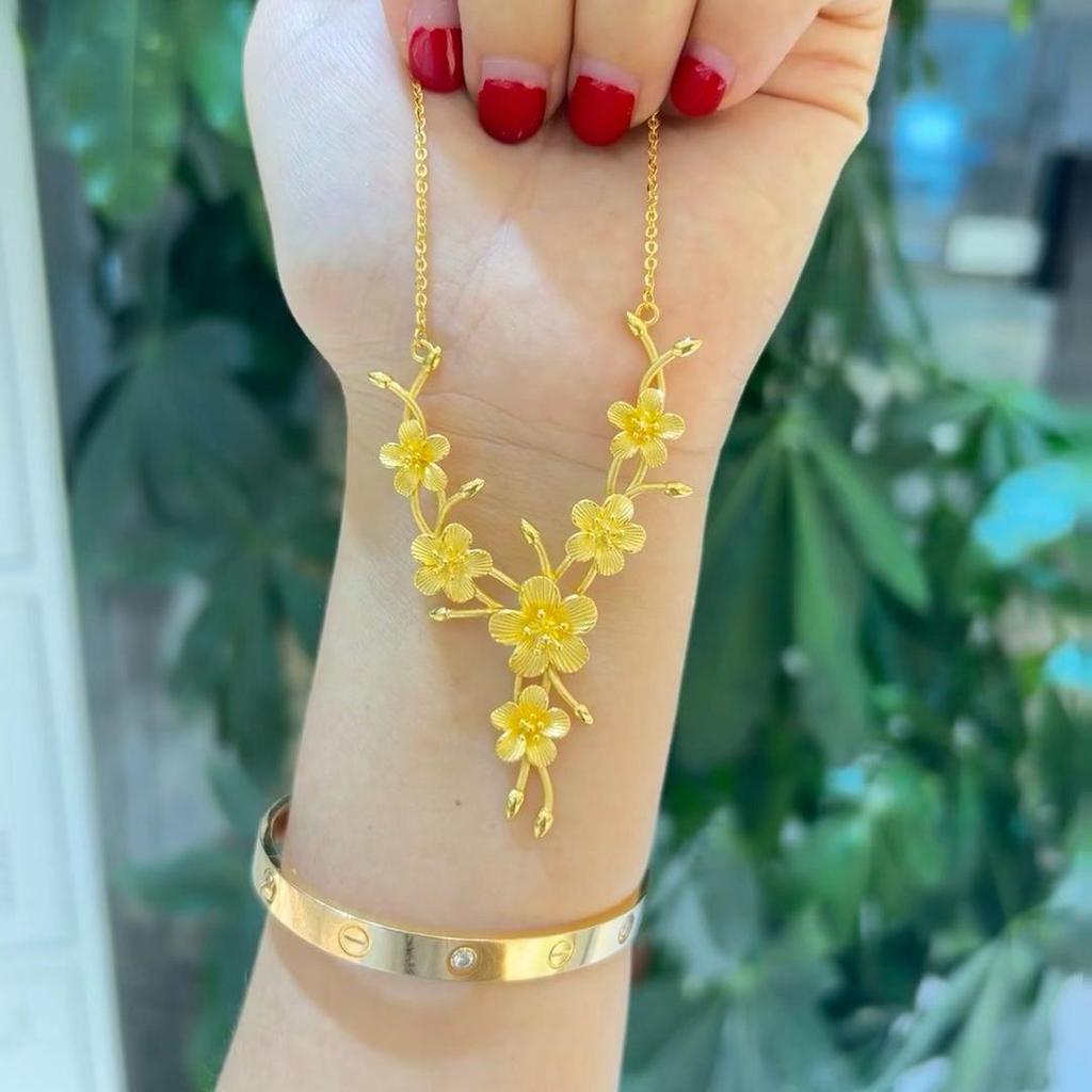 Shajin Blühende Halskette: Damenanhänger aus simuliertem Gold, luxuriöser High-End-Hochzeitschmuck.