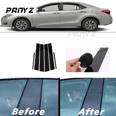 Karbon Fiber Siyah Araba Pencere Kapı Sütun BC Sütun Sonrası Kapak Trim Fit Toyota Corolla 2014-2018 Ayna Etkisi PC