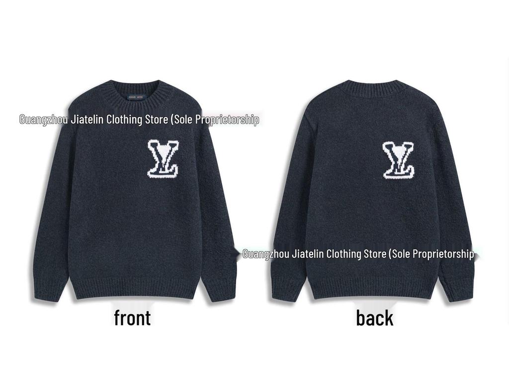 Correct Version LV Plaid Knit Sweater: Unisex Fashionable Loose Pullover