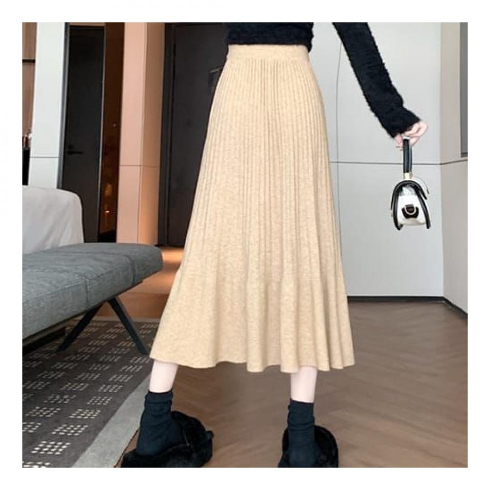 Navava Daily Plain Knitted Pleats Skirt Ns388