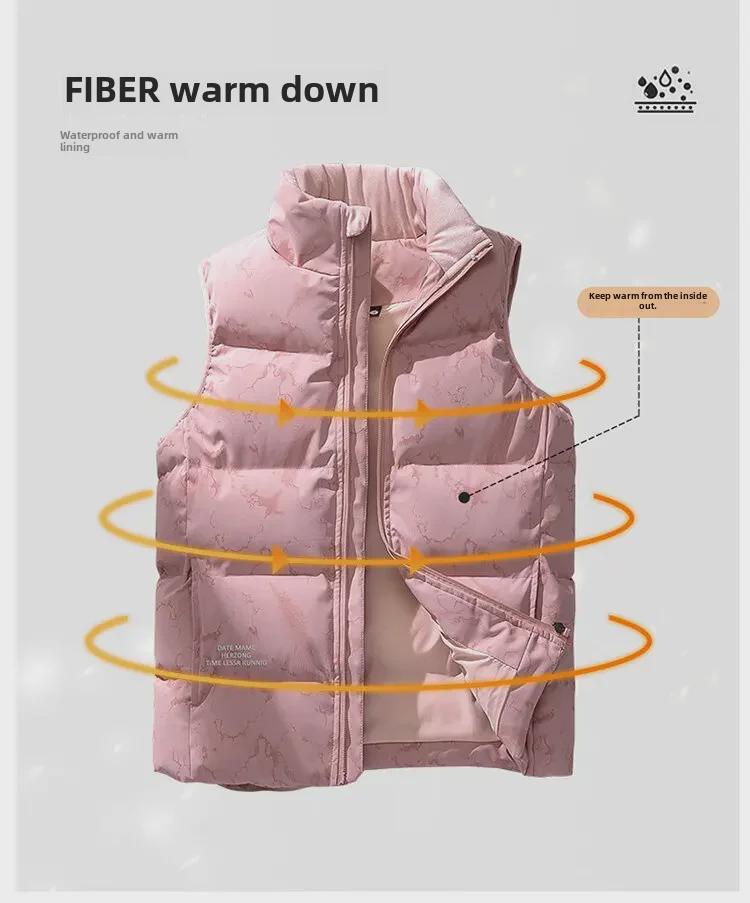 Unisexová bunda bez rukávů v korejském stylu - Velká velikost Podzim/Zima Trendy Vesta z bílého kachního peří