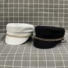 British Flat Top Hat Women'S Chain Decorative Octagonal Hat Trendy Versatile Beret Simple Spring And Summer